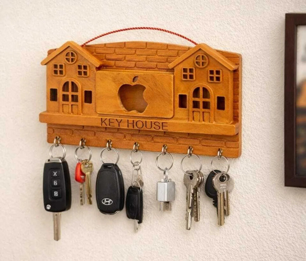 House Key Holder Plastic Key Holder (7 Hooks, Brown)