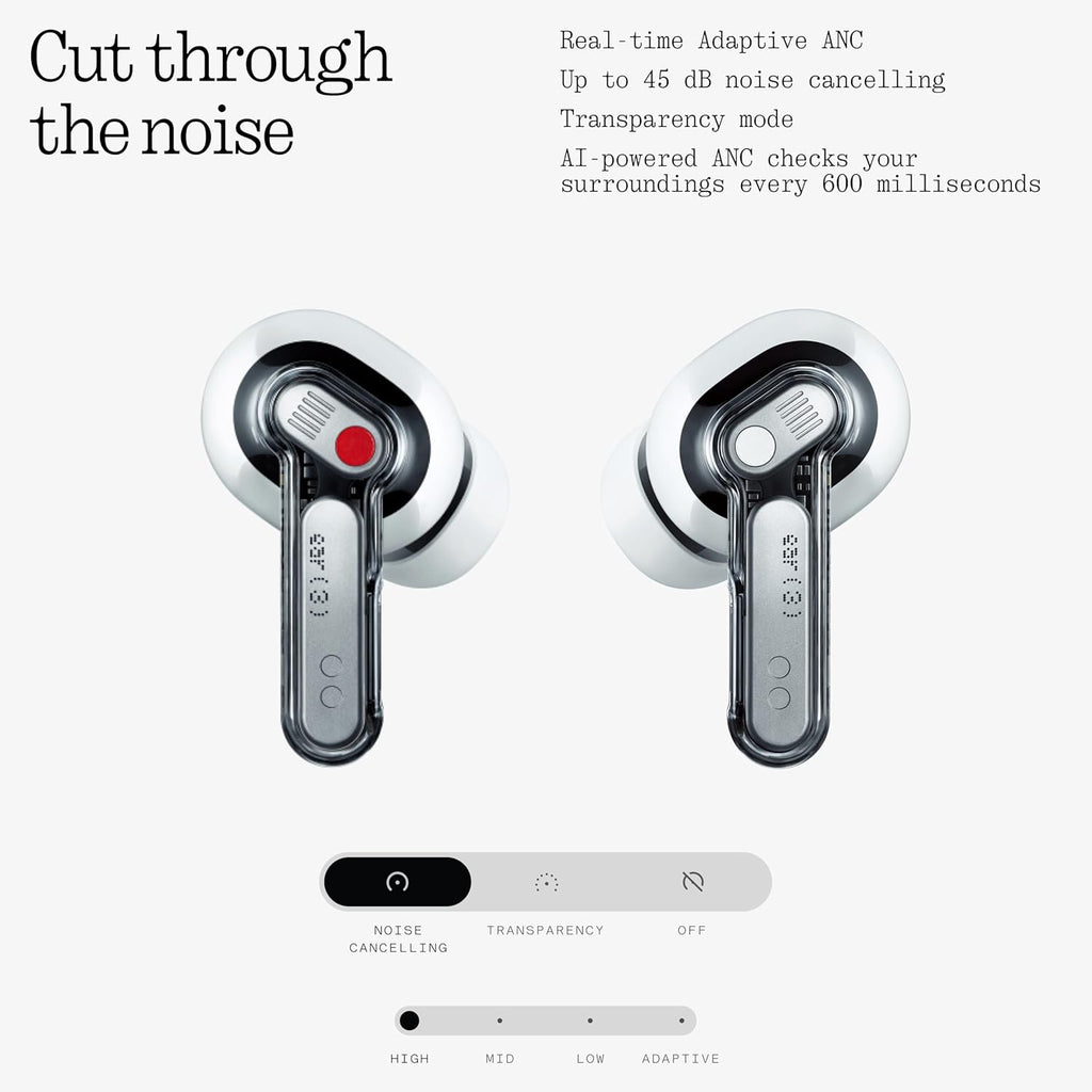 Ear (3) Wireless Earbuds Super Mic 45dB Hybrid Active Noise Cancelling Bluetooth