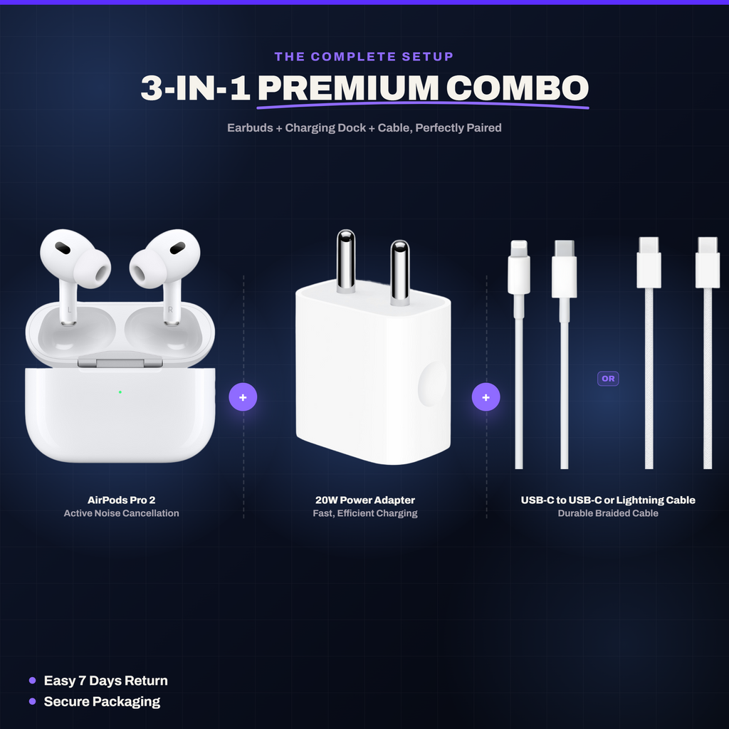 BT 3-in-1 Combo (Pods + Adaptor + Cable)
