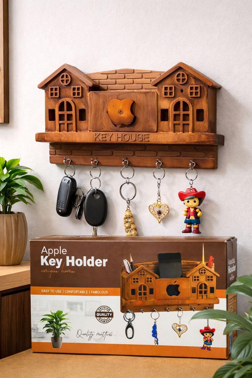 House Key Holder Plastic Key Holder (7 Hooks, Brown)
