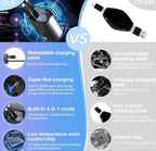 Bharat tech || 120W 4 in 1 Retractable Car Charger,Car Phone Charger, Retractable Cables & 2 USB Ports Car Adapter for Android Phones & iPhone