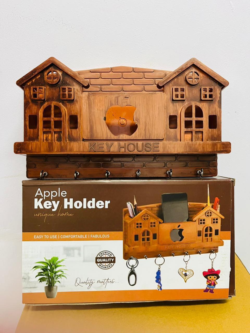 House Key Holder Plastic Key Holder (7 Hooks, Brown)