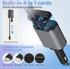 Bharat tech || 120W 4 in 1 Retractable Car Charger,Car Phone Charger, Retractable Cables & 2 USB Ports Car Adapter for Android Phones & iPhone