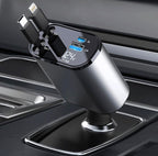 Bharat tech || 120W 4 in 1 Retractable Car Charger,Car Phone Charger, Retractable Cables & 2 USB Ports Car Adapter for Android Phones & iPhone