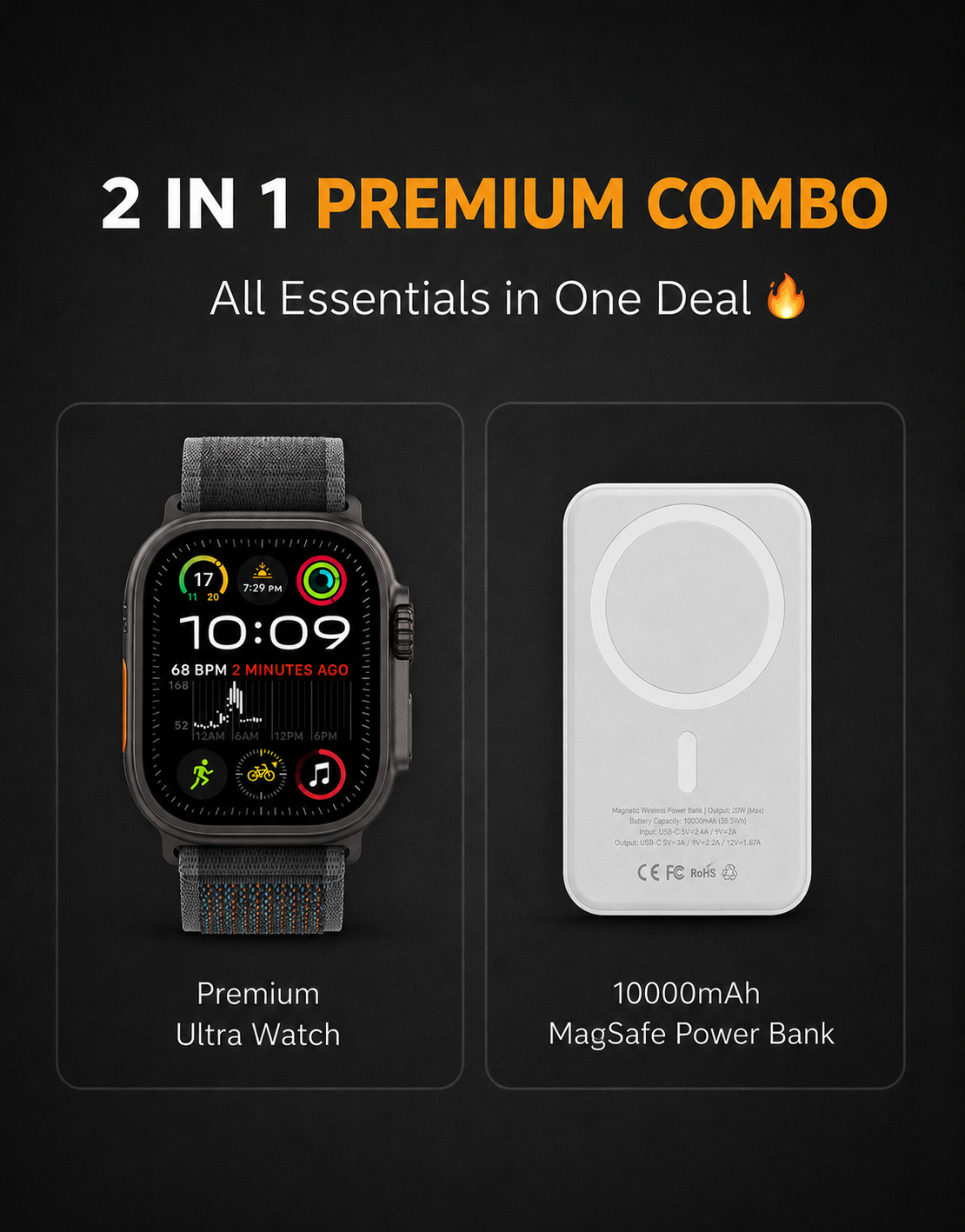 BharatTech MagSafe Power+ Combo – Ultra Watch + 10,000mAh MagSafe Power Bank