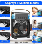 Personal Air Cooler, Portable Air Conditioner Fan, Mini Evaporative Cooler with 7 Colors LED Light, 1/2/3 Timer, 3