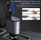 Bharat tech || 120W 4 in 1 Retractable Car Charger,Car Phone Charger, Retractable Cables & 2 USB Ports Car Adapter for Android Phones & iPhone