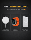3-in-1 Premium Combo – Ultra Watch + MagSafe Wireless Charger + 10,000mAh MagSafe Power Bank