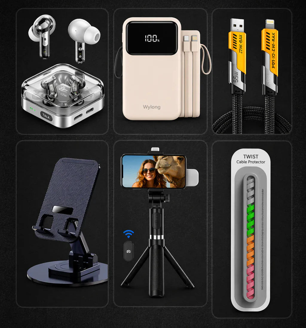 6-in-1 Premium Tech Combo – 20,000mAh Power Bank + Nothing Buds + Essential Accessories