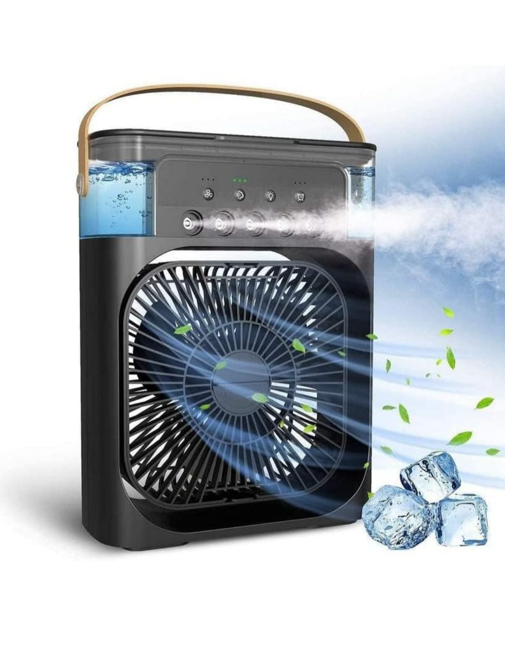 Personal Air Cooler, Portable Air Conditioner Fan, Mini Evaporative Cooler with 7 Colors LED Light, 1/2/3 Timer, 3